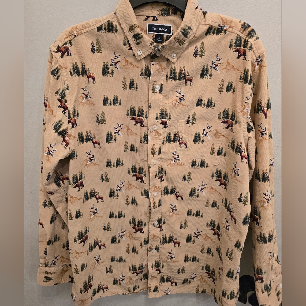 Club Room Beige Nature Print Men's Shirt